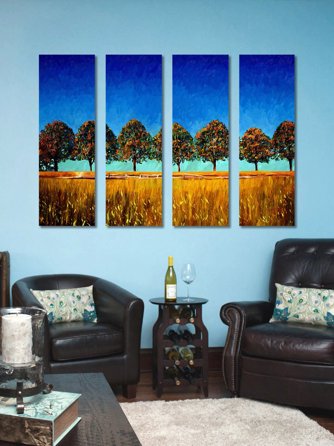 999Store MDF 4 Piece Wall Rectangle Paintings Wall Art - 10 x 30 In