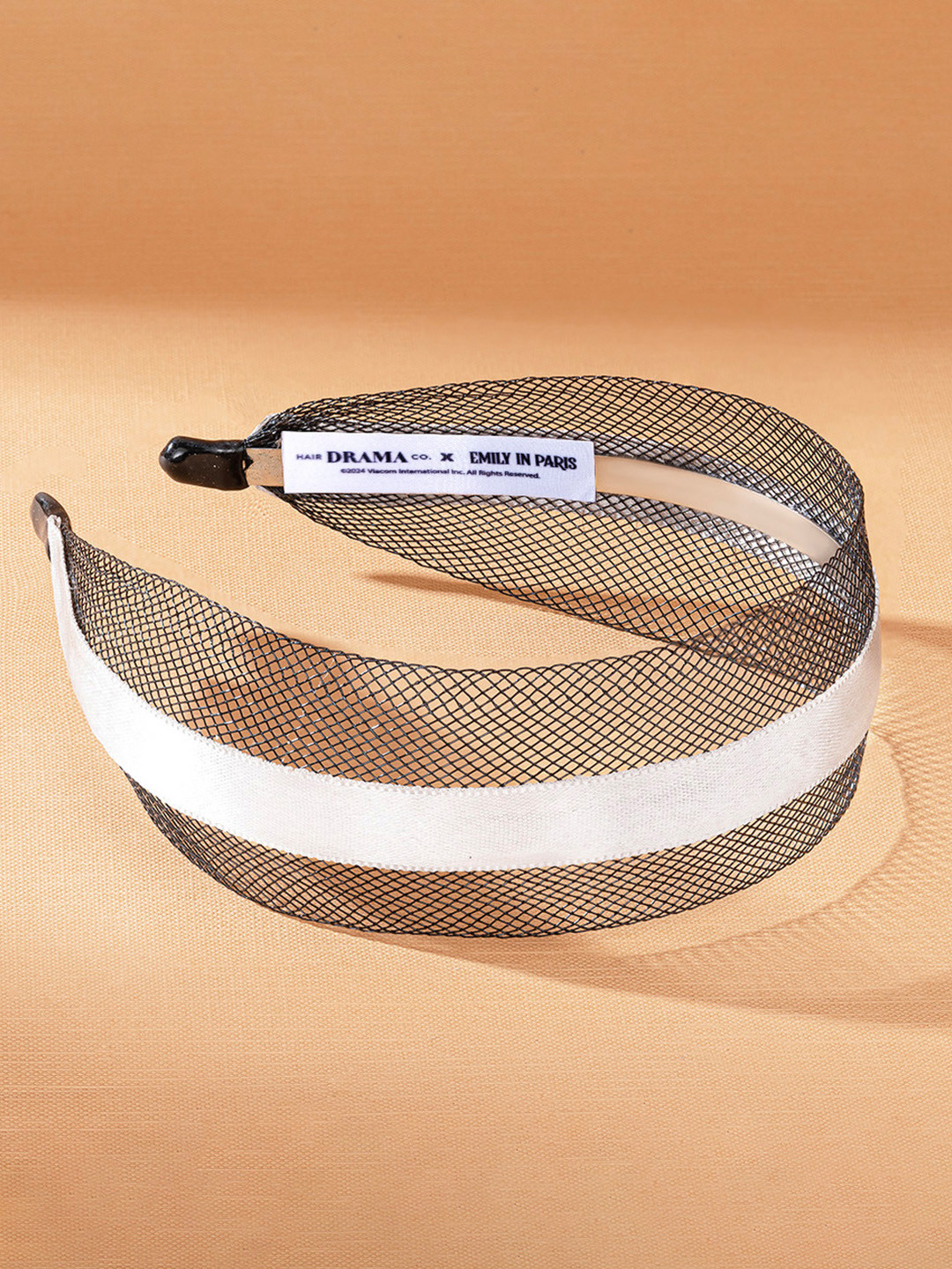 HAIR DRAMA CO. Women HDC x Emily in Paris Net Silver Ribbon Hair Band