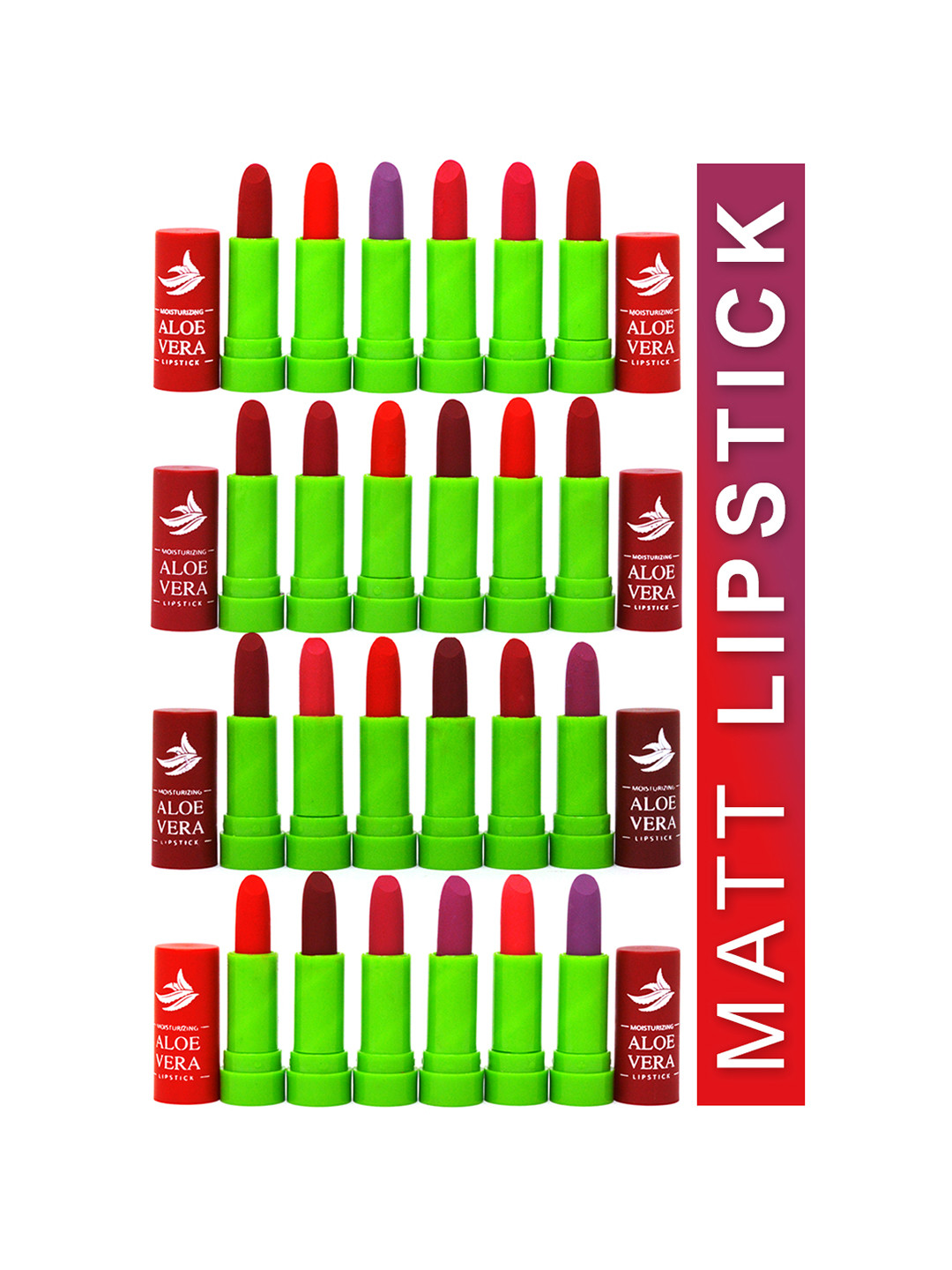 A.D.S Set Of 24 Aloevera Long-Lasting Matte Lipstick- 4g Each - LT105