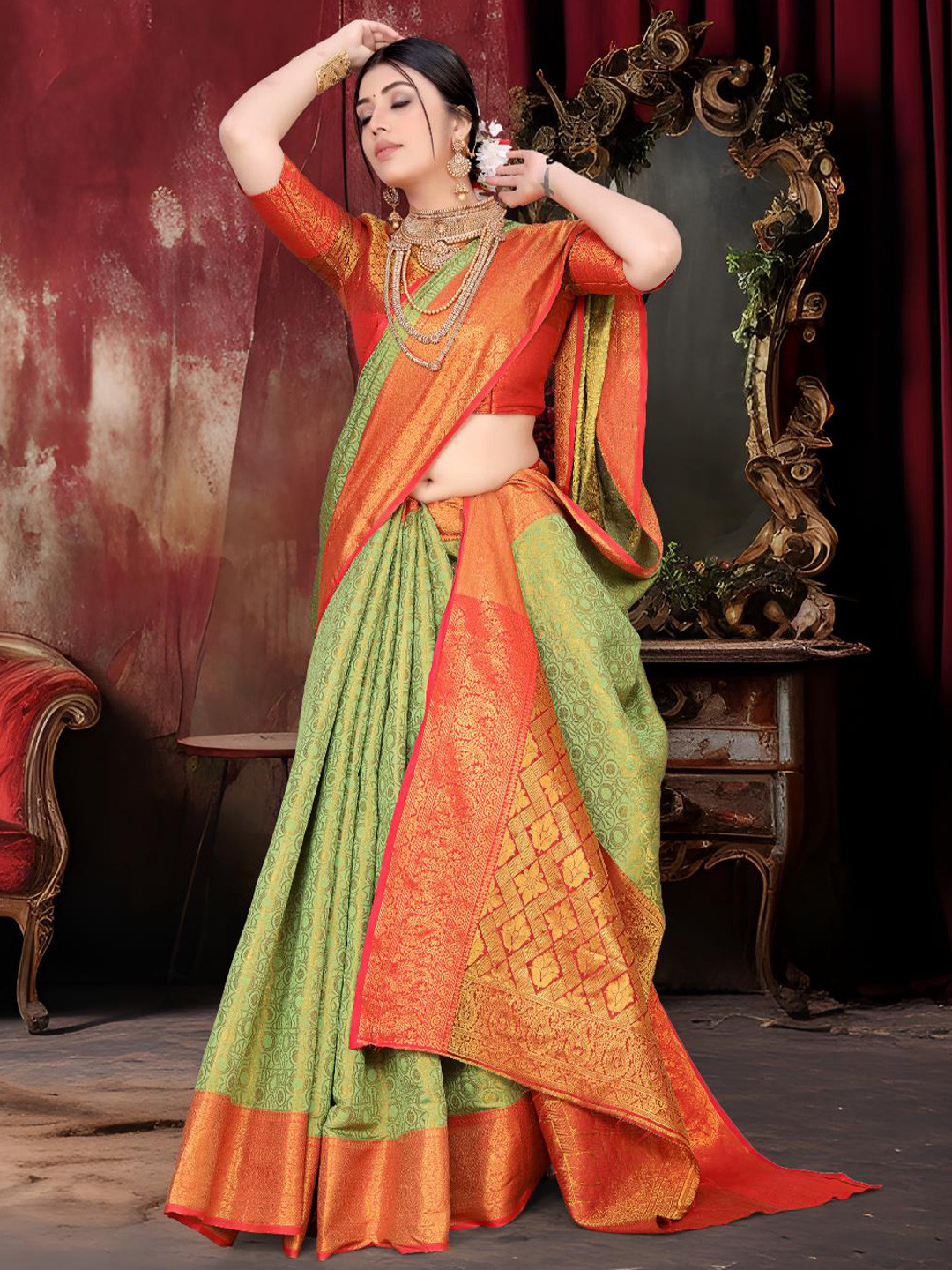 JAY FASHION Woven Design Zari Silk Blend Banarasi Saree