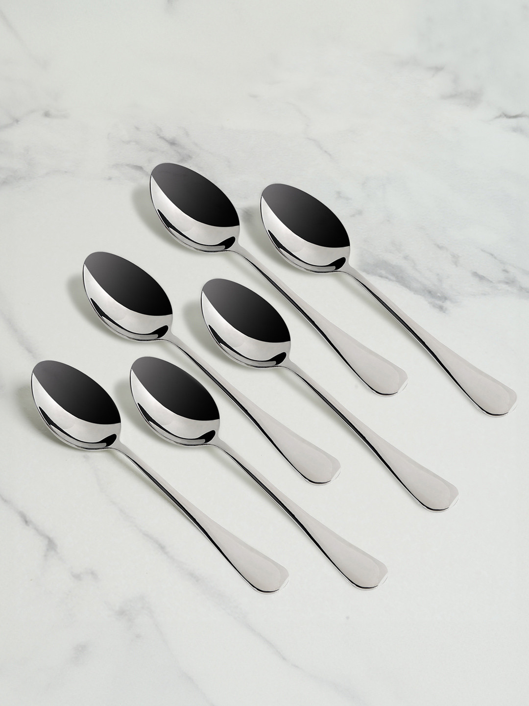MEYER Silver Toned 6 Pieces High Gloss Stainless Steel Table Spoons