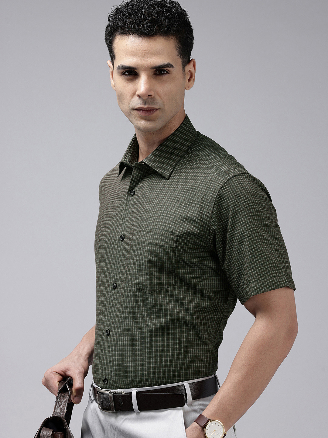 Van Heusen Pure Cotton Custom Grid Tattersall Checked Formal Shirt