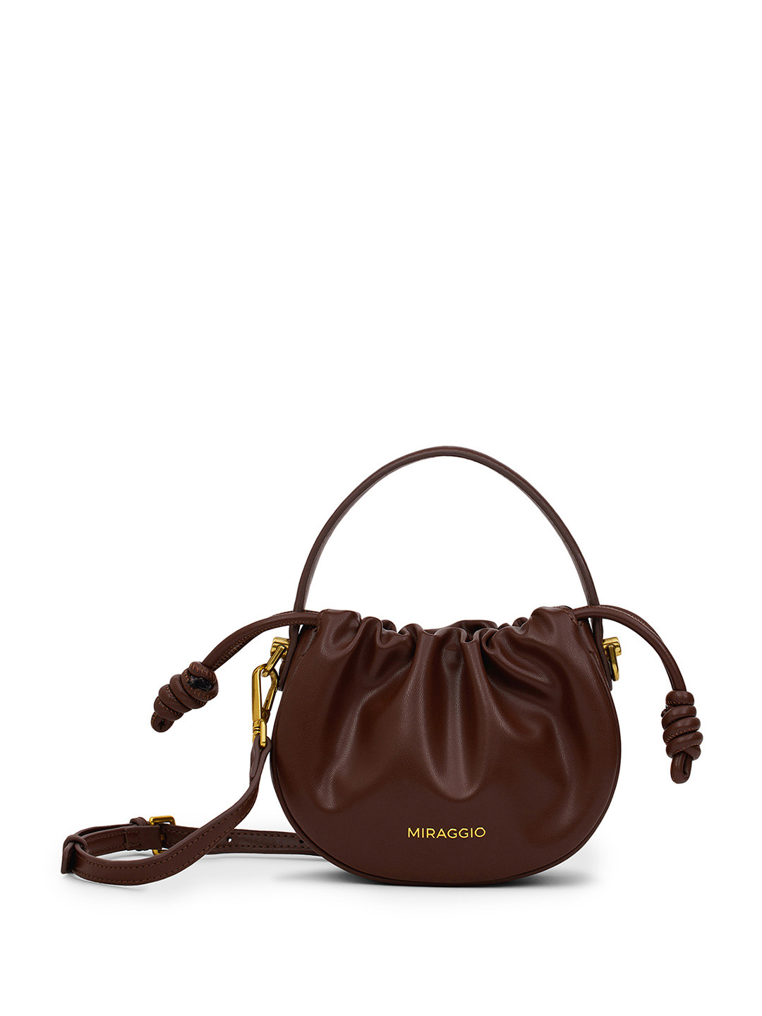 MIRAGGIO Halo Brown Top Handle Sling Bag With Detachable Strap