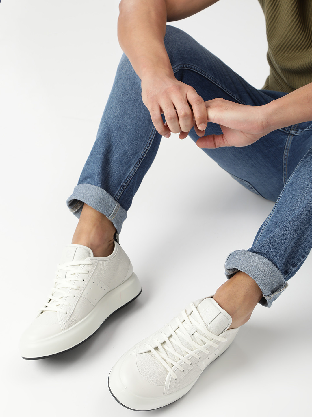 ECCO Men Street Ace Leather Casual Sneakers