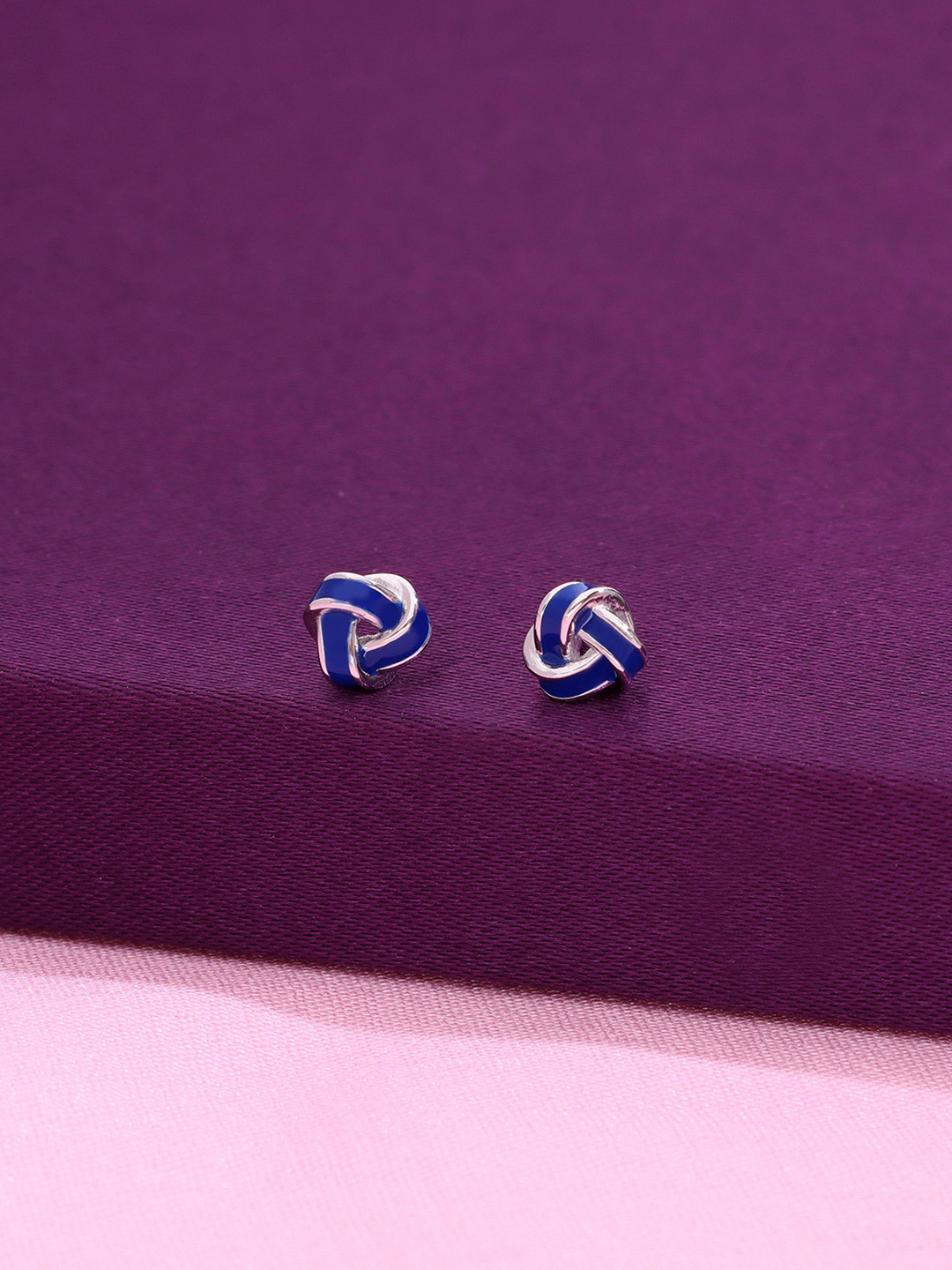 KAI JEWEL Rhodium-Plated Sterling Silver Cubic Zirconia Enamelled Studs