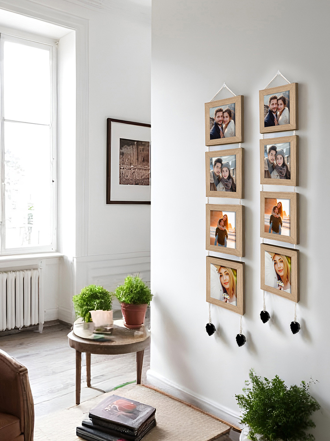 Art Street Set of 8 Beige Wooden Wall Hanging Photo Frame