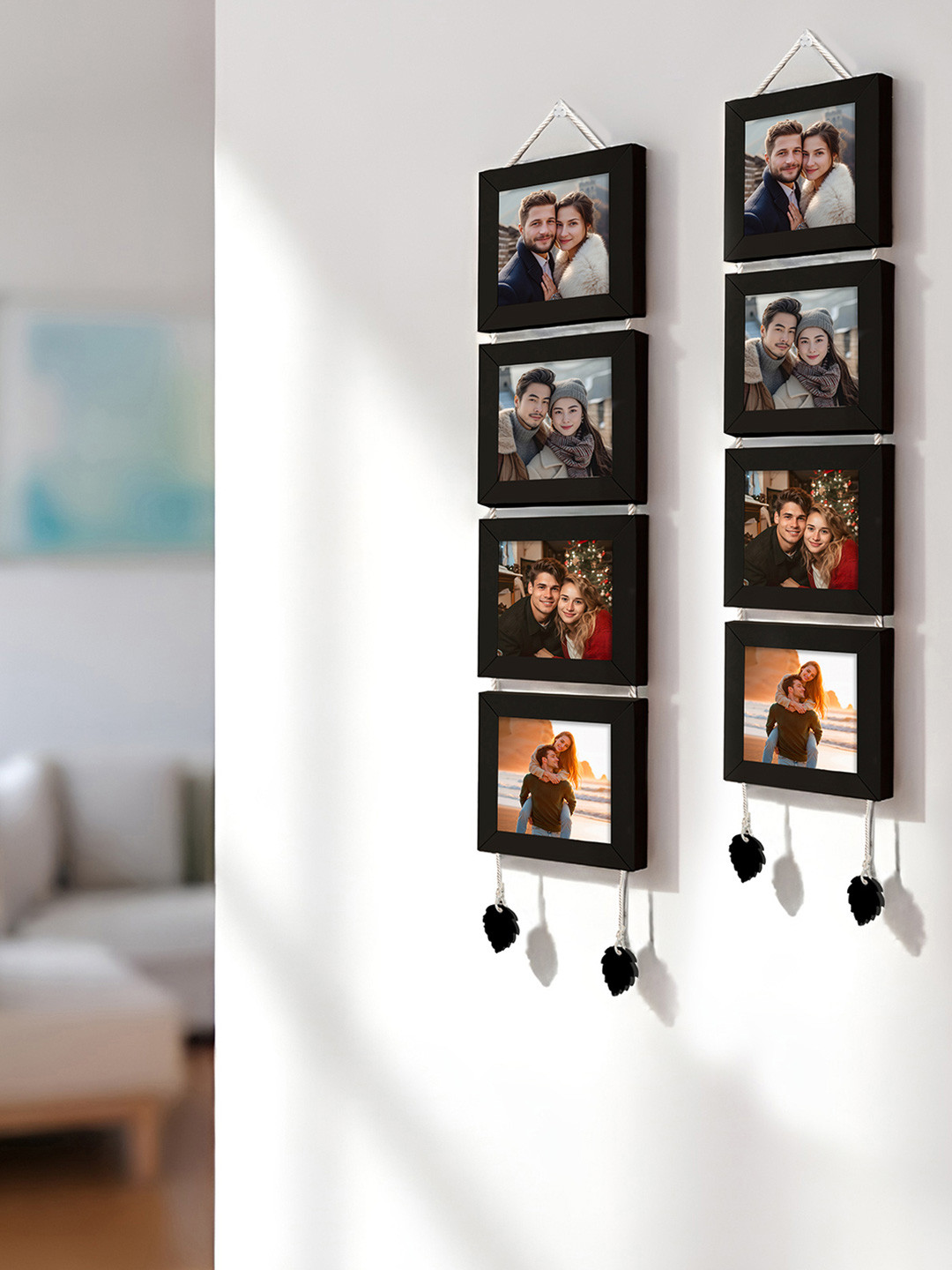 Art Street Set of 8 Black Wood Photo Frame Wall Hanging