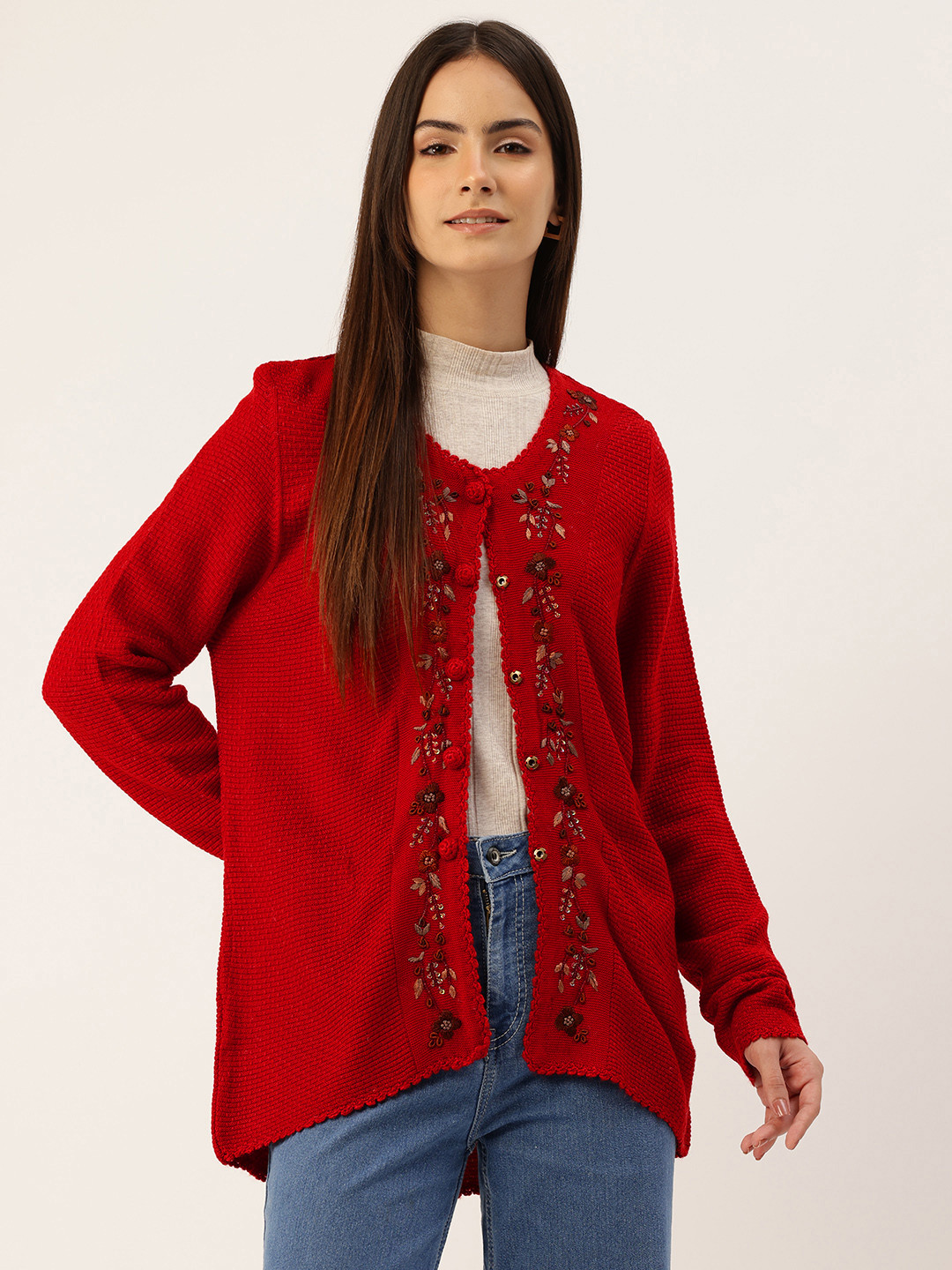 APSLEY Longline Cardigan with Embellished Detail