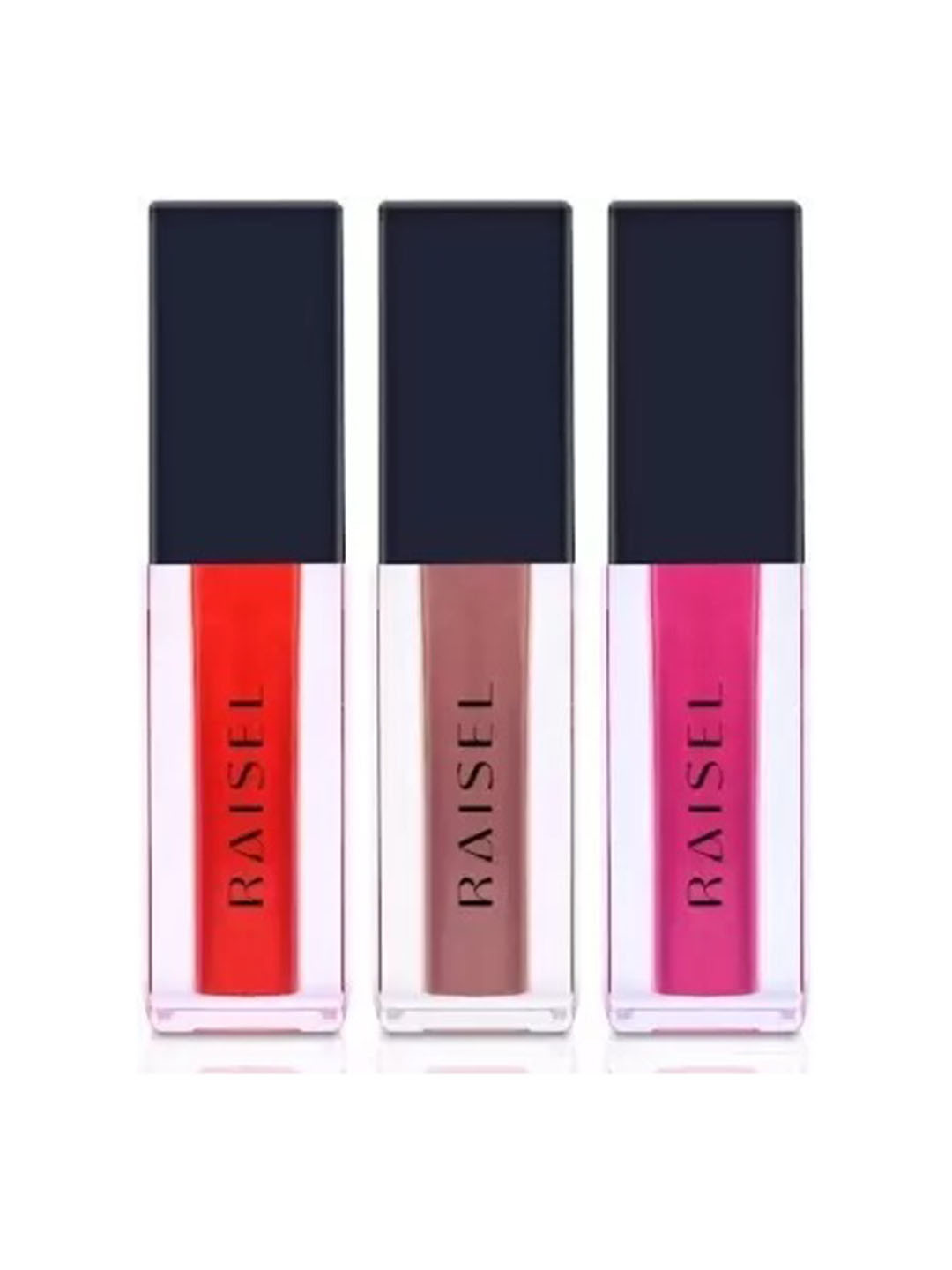 RAISEL Set Of 3 Liquid Matte Lipstick-4.5 ml-Red Alert 11-Rose Bud 22-Tempting Violet 33