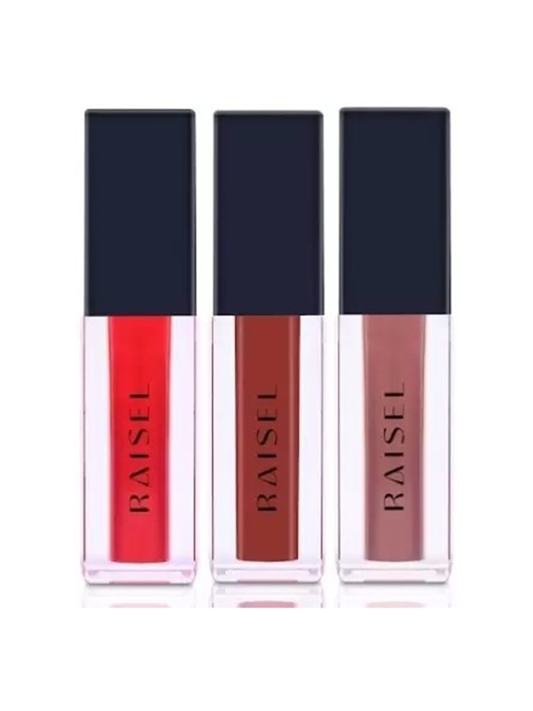 RAISEL Set Of 3 Liquid Matte Lipstick - 4.5 ml Each-Red Alert 11-Honey Dip 44-Rose Bud 22