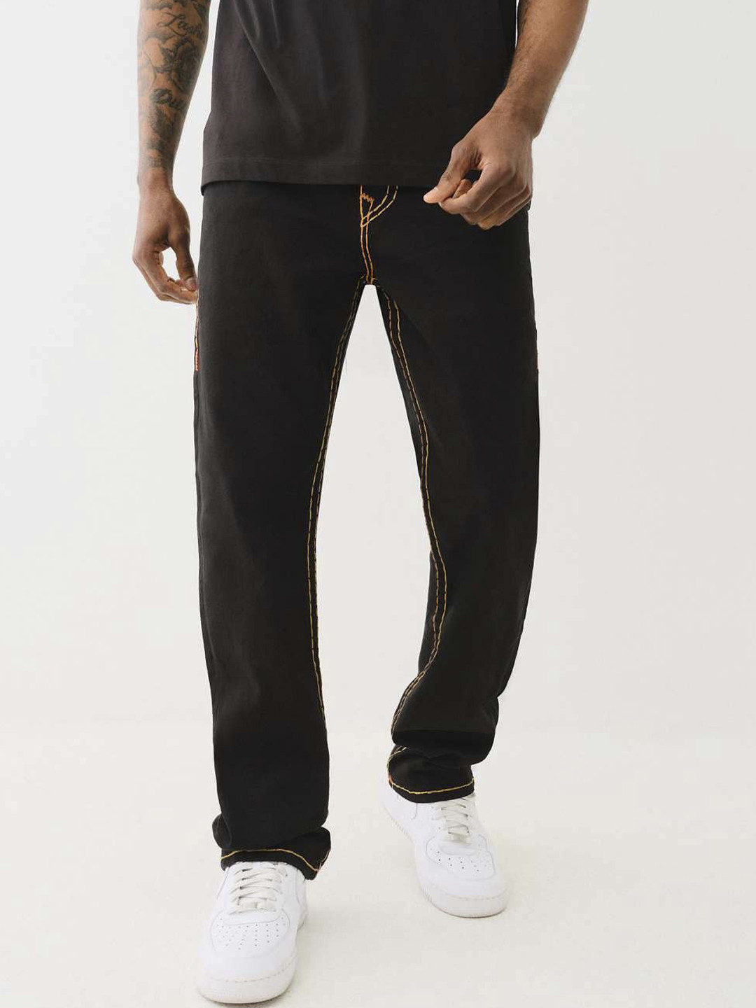 True Religion Super T Ricky Straight Fit Black Mid-Rise Solid Jeans