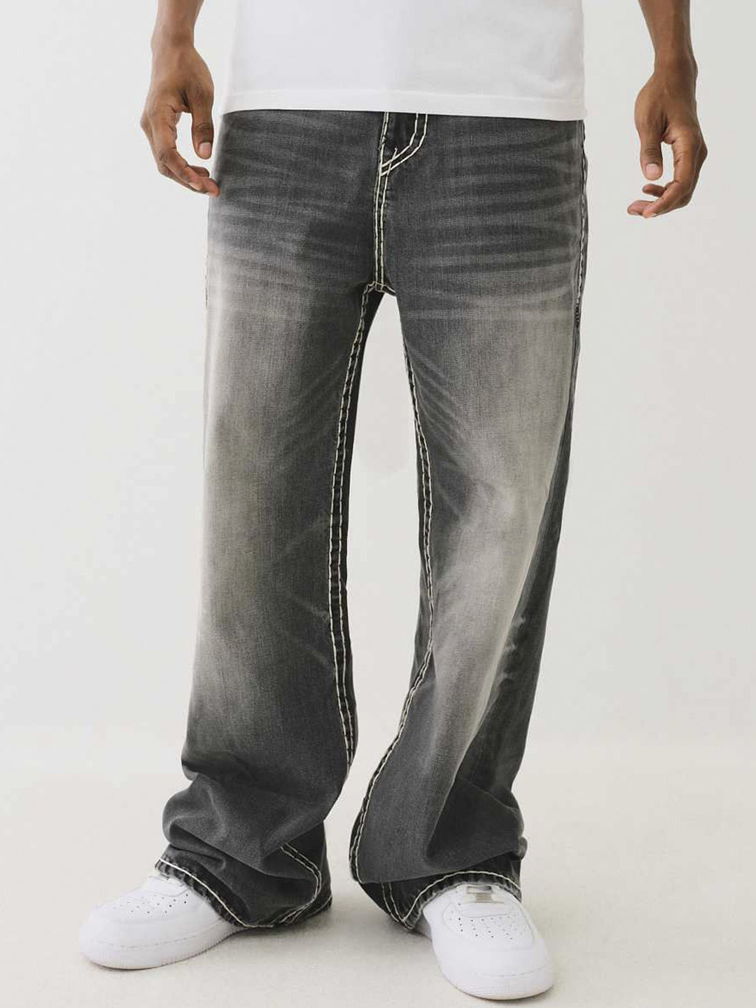 True Religion Men Flared Heavy Mid-Rise Fade Jeans
