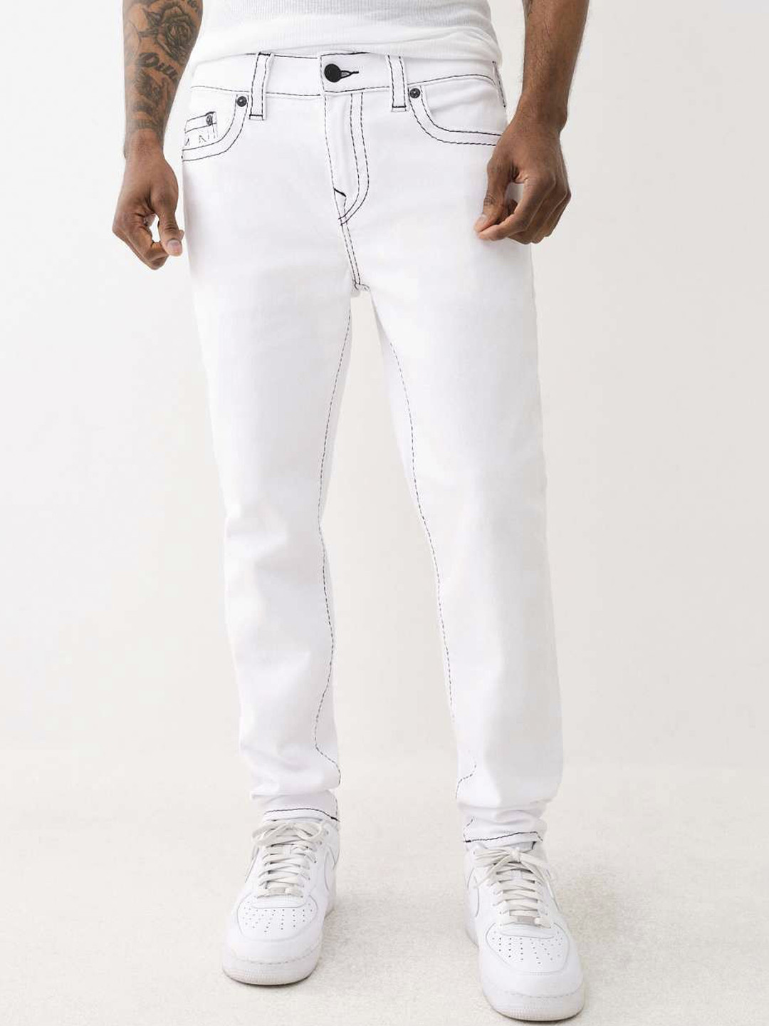True Religion Big T Rocco Slim Fit White Mid-Rise Solid Jeans