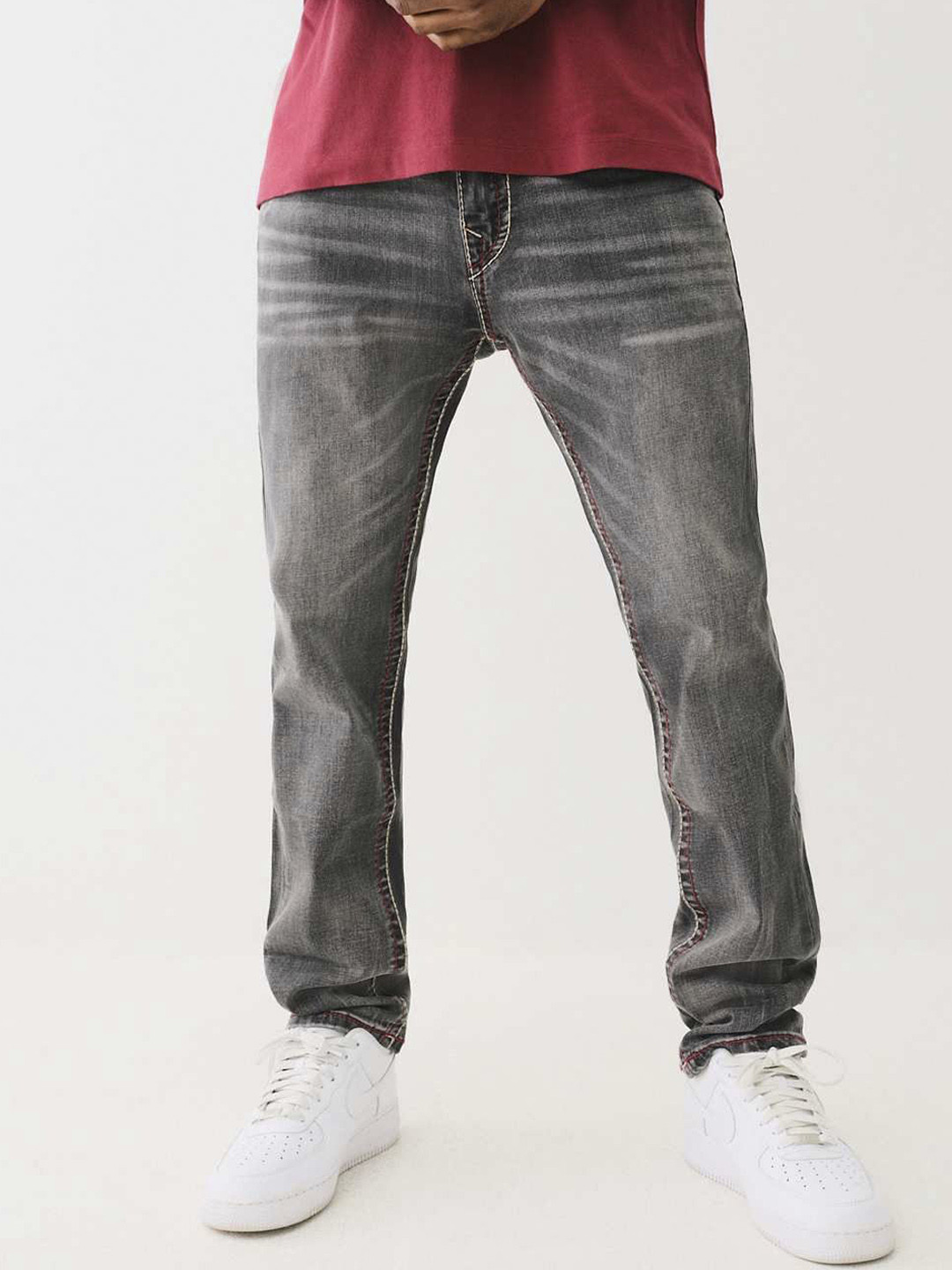 True Religion Big T Rocco Slim Fit Grey Mid-Rise Washed Jeans