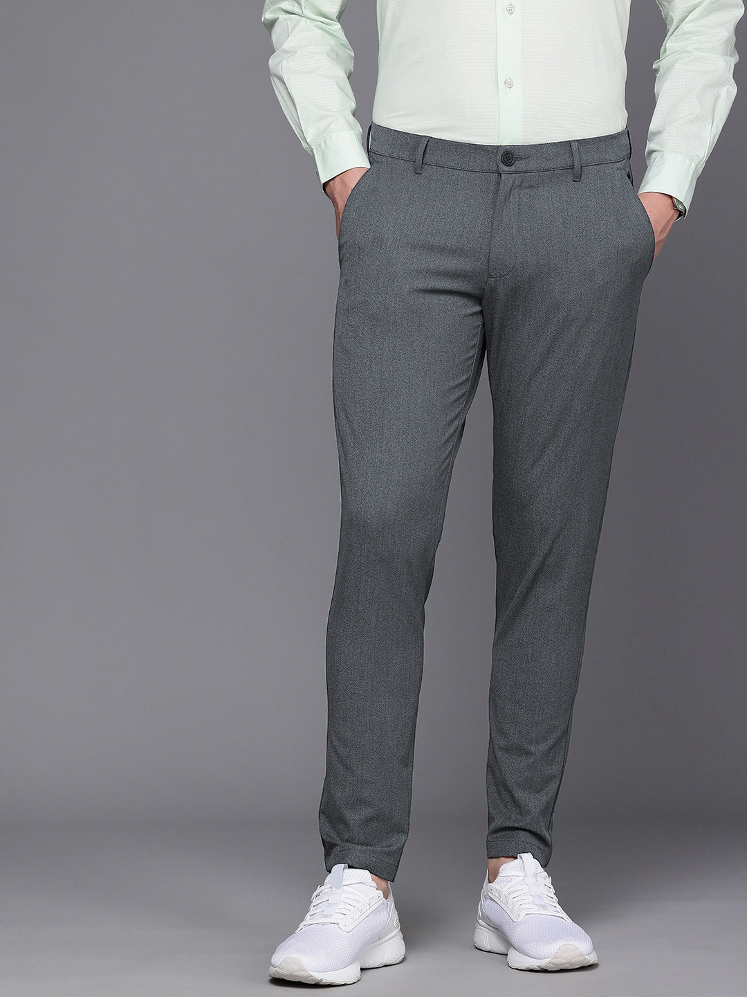 Louis Philippe Ath.Work Men Comfy Tapered Fit Chinos Trousers