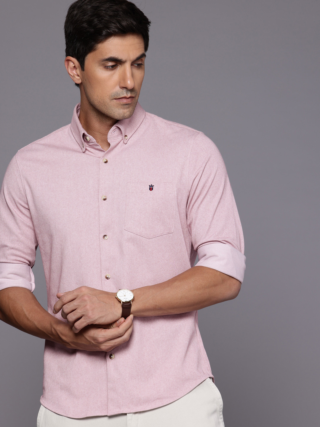 Louis Philippe Sport Button-Down Collar Self-Design Textured Smart Fit Casual Shirt