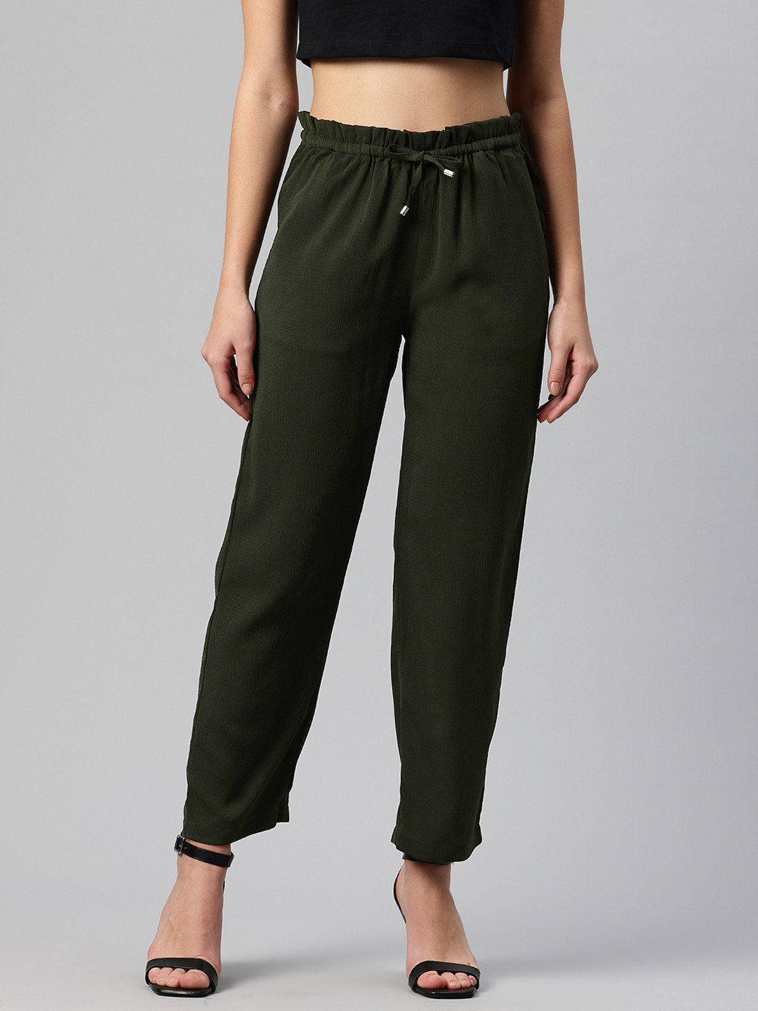 Popnetic Textured High-Rise Trousers
