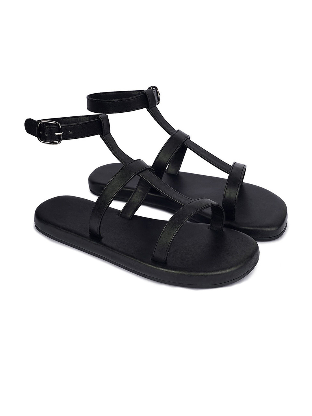 Planet Paaduks Women T-Strap Comfortable Cushioned Backstrap Open Toe Vegan Leather Flats