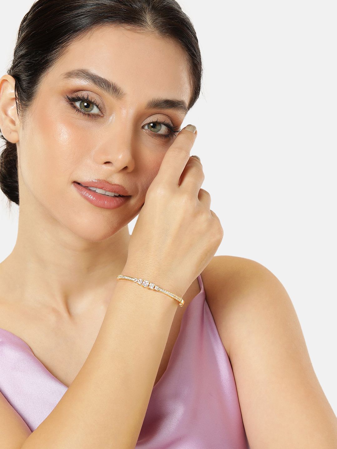 Manikya Women Gold-Plated American Diamond Bracelet