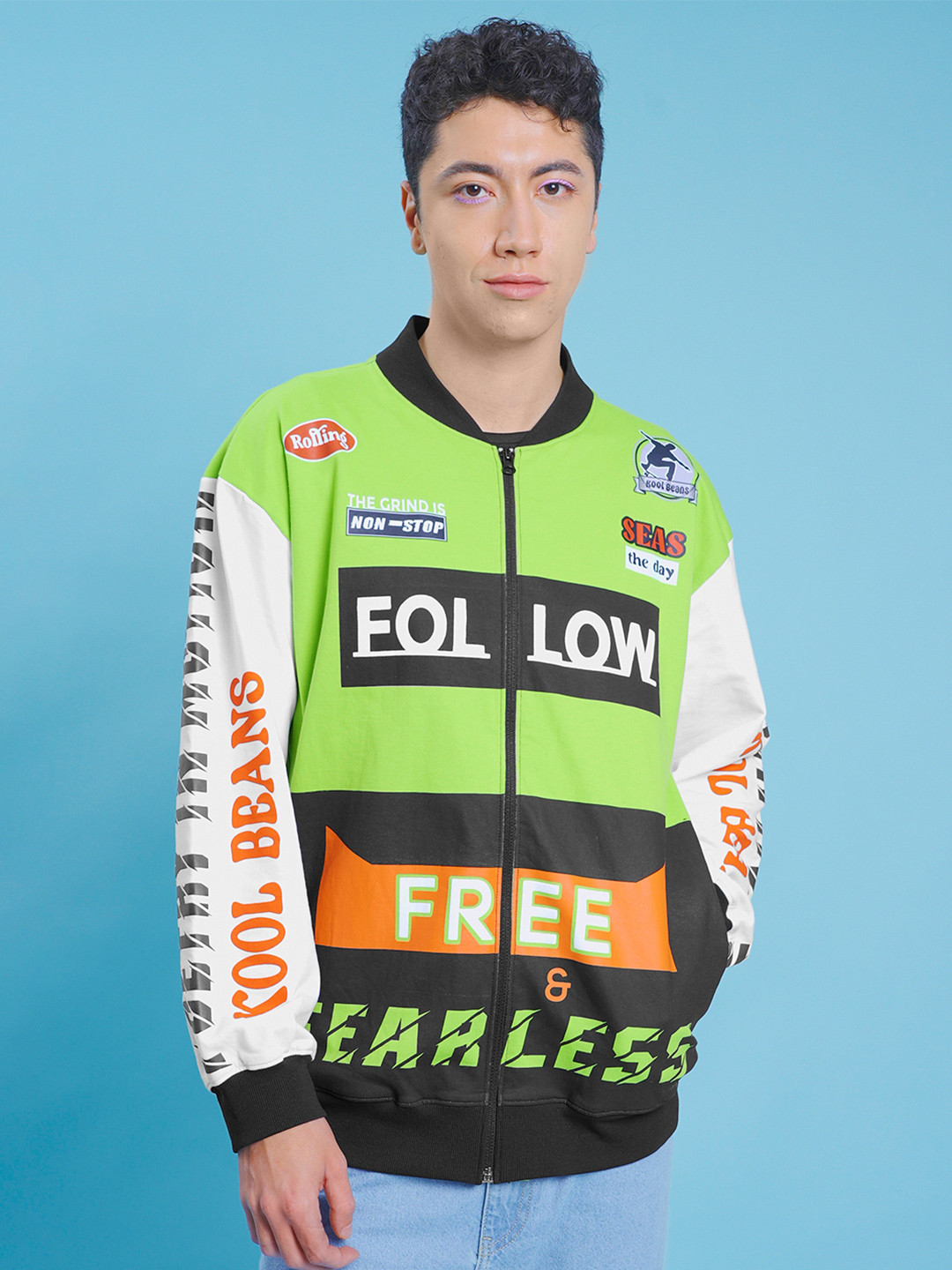 URA STREET Unisex Bomber with Patchwork Jacket