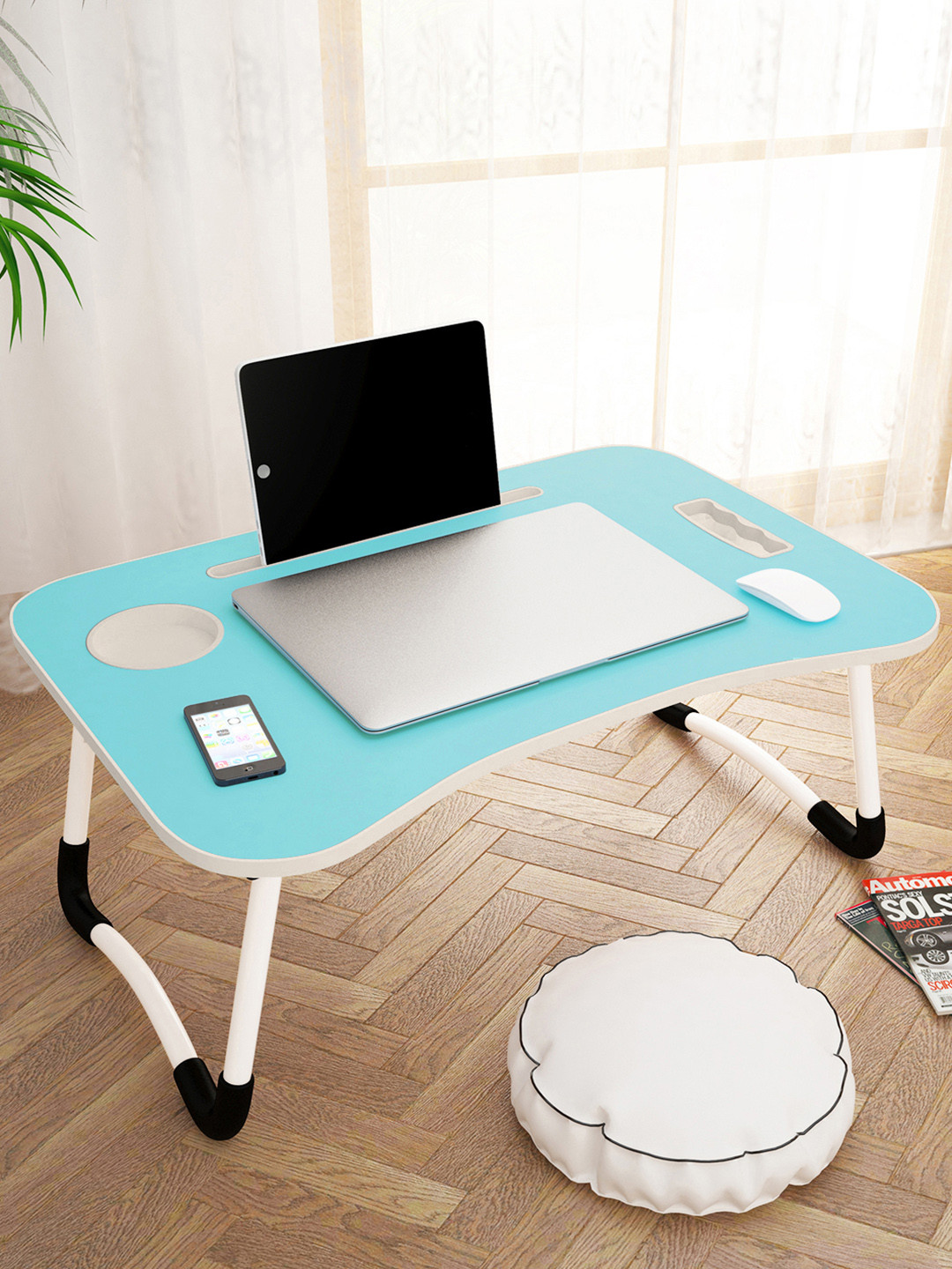 Story@home Blue & White Foldable Laptop Table