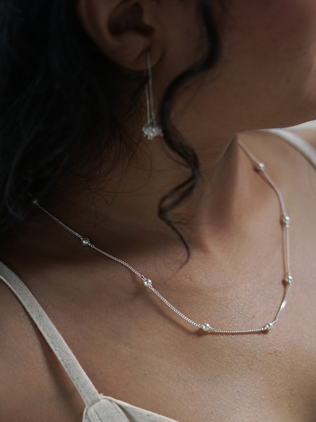 House of Aadyaa Sterling Silver  Beads Chain