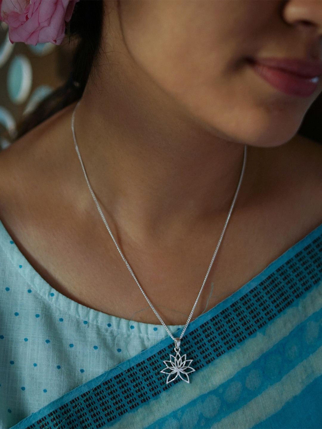 House of Aadyaa Sterling Silver Pendant with Chain