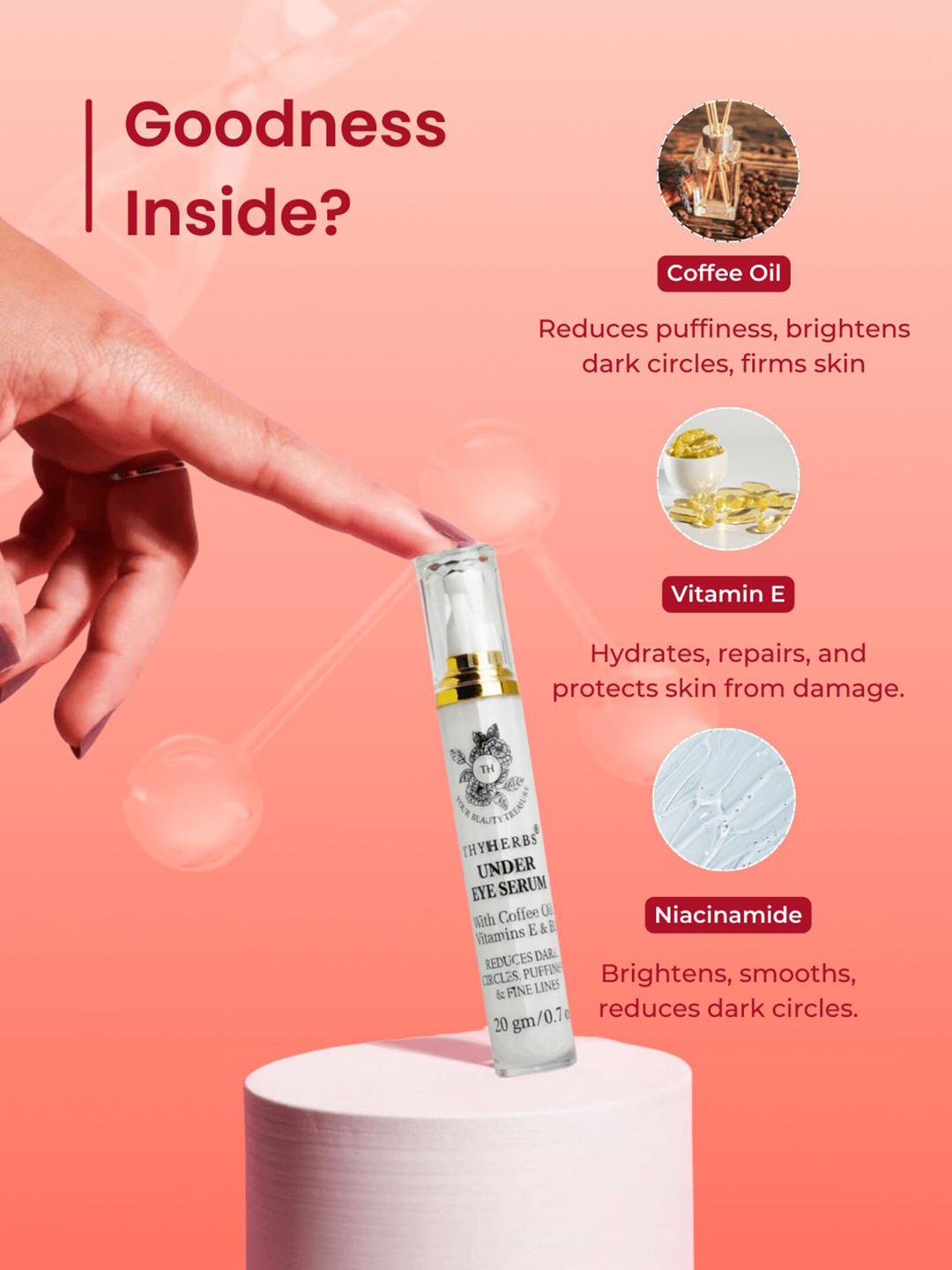 Thyherbs Under Eye Serum With Coffee Oil & Vitamin E & B3-20g