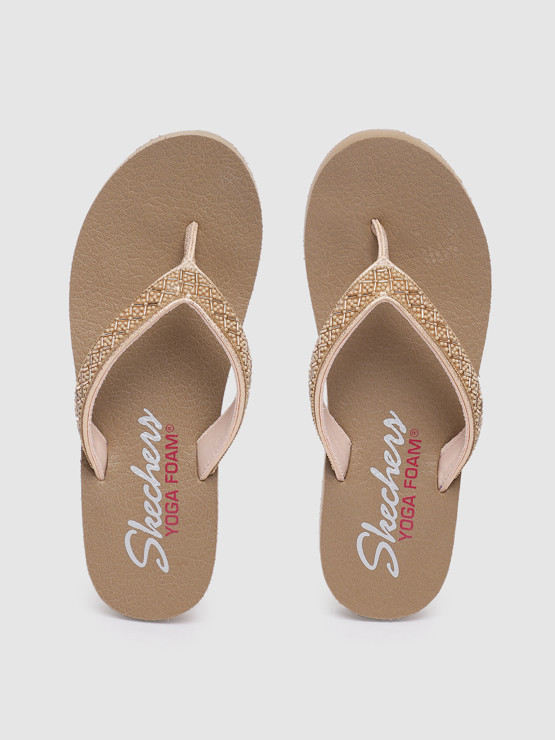 Skechers Women MEDITATION  Embellished T-Strap Flats