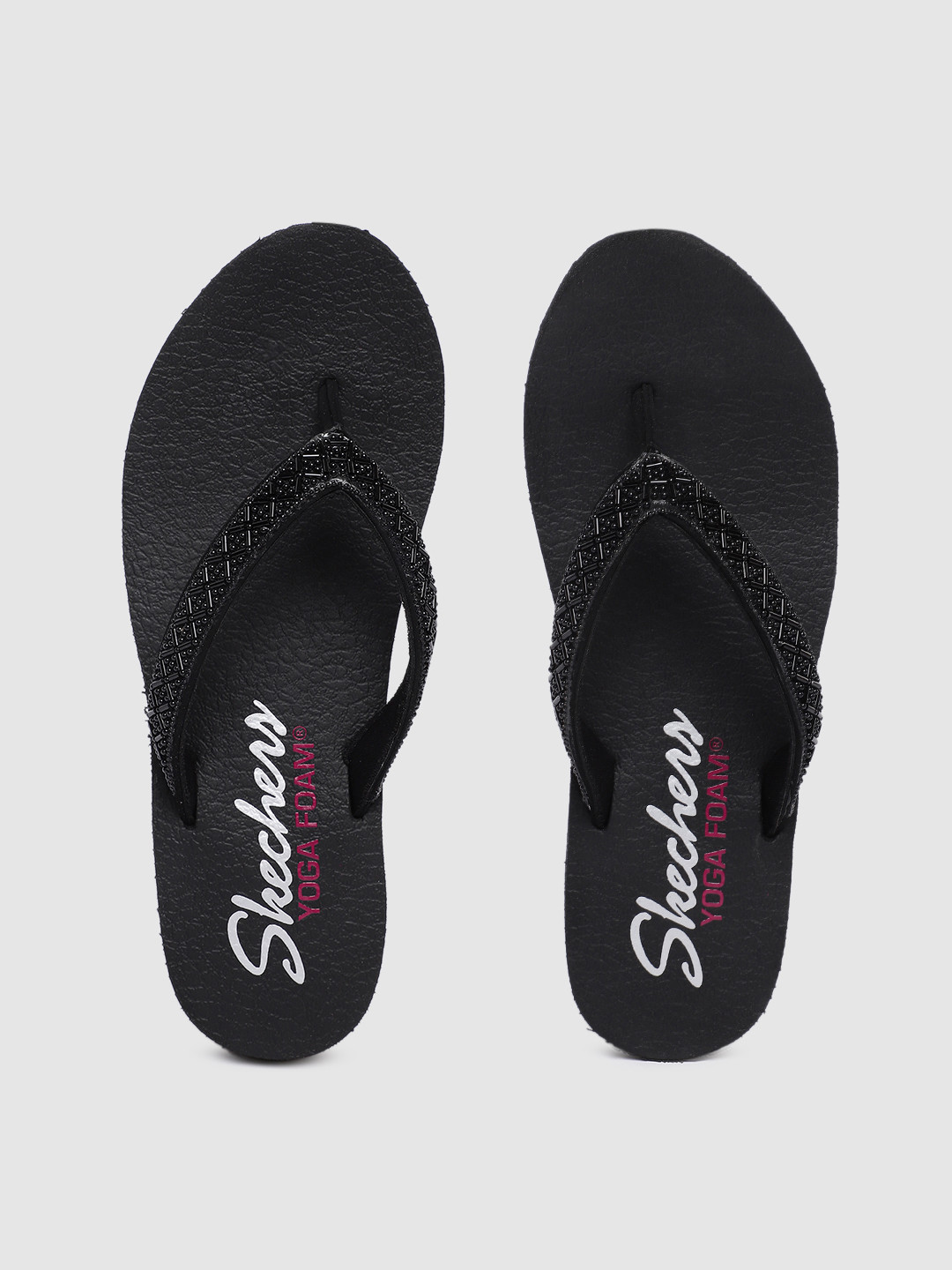 Skechers Women MEDITATION Embellished T-Strap Flats