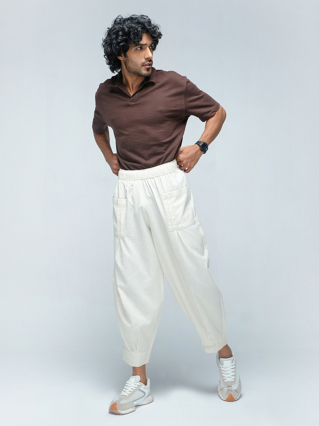 KSHM Unisex Pure Cotton Mid-Rise Harem Pants