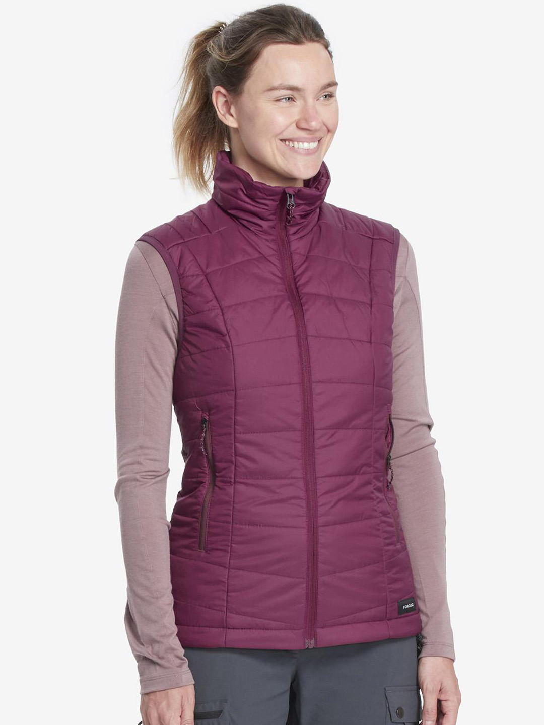 Decathlon Forclaz Women Purple Upto 10 Degrees Warm Padded Vest Jacket