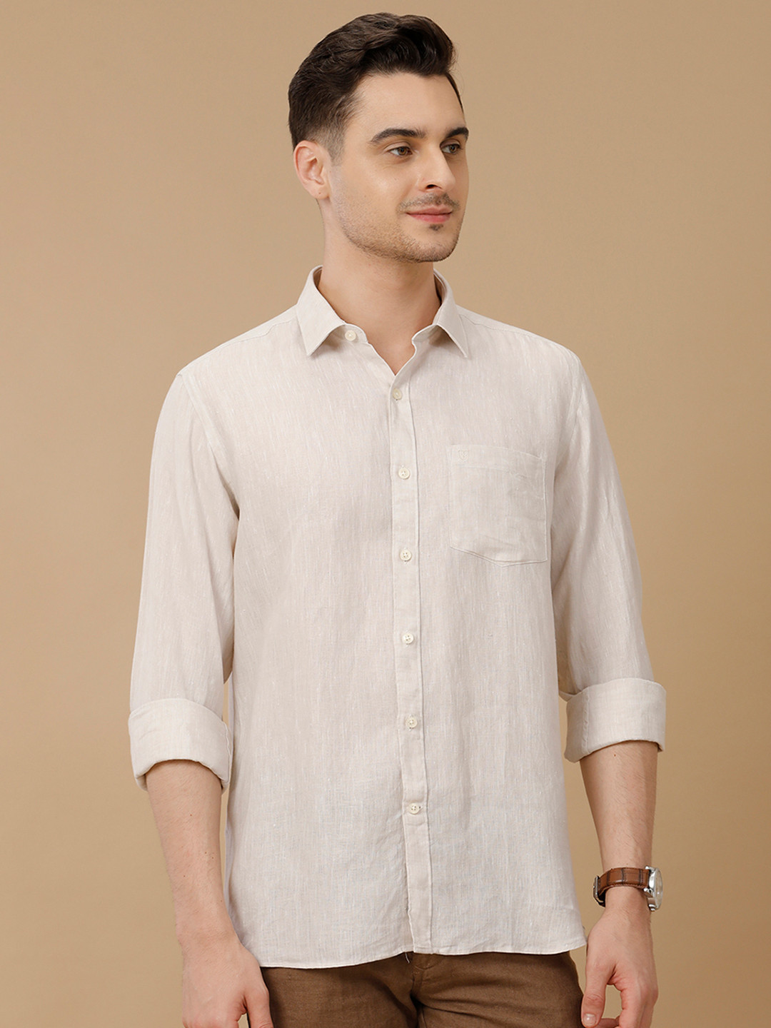 Linen Club Men Contemporary Spread Collar Regular Fit Shirt