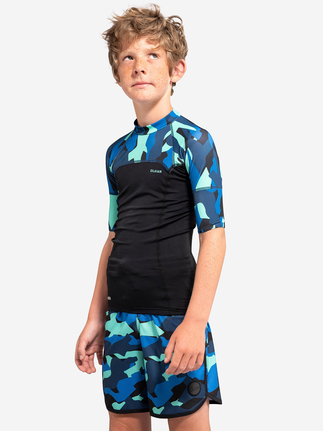 Decathlon OLAIAN Boys Camouflage Printed Multicolor Quick-Dry Surfing Shorts