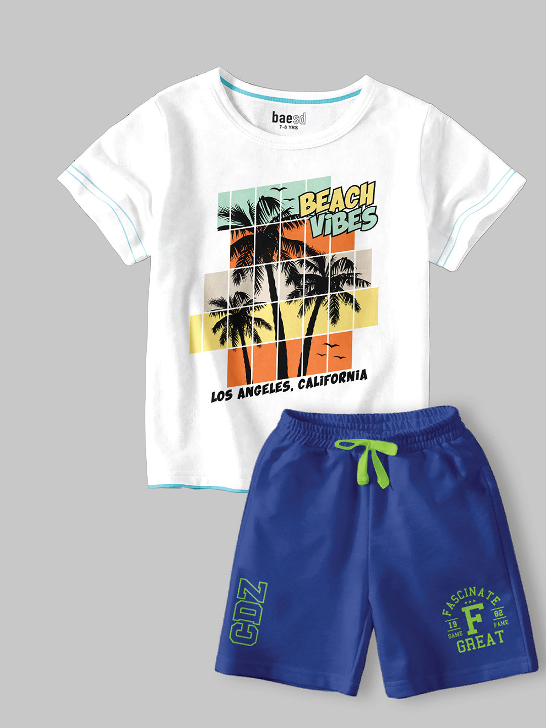BAESD Boys Printed Round Neck Short Sleeves Cotton Blend  T-shirt & Shorts