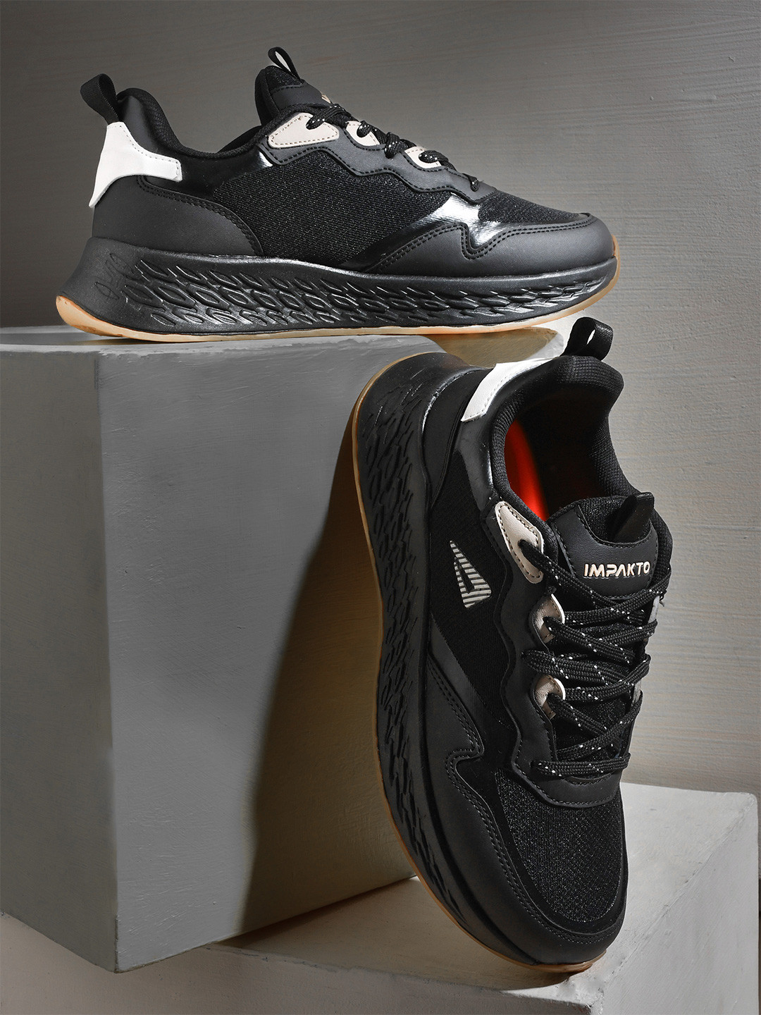 IMPAKTO Men Running Shoes with Padded Insole & Rubber Outsole for Frim Grip & Wide Toe