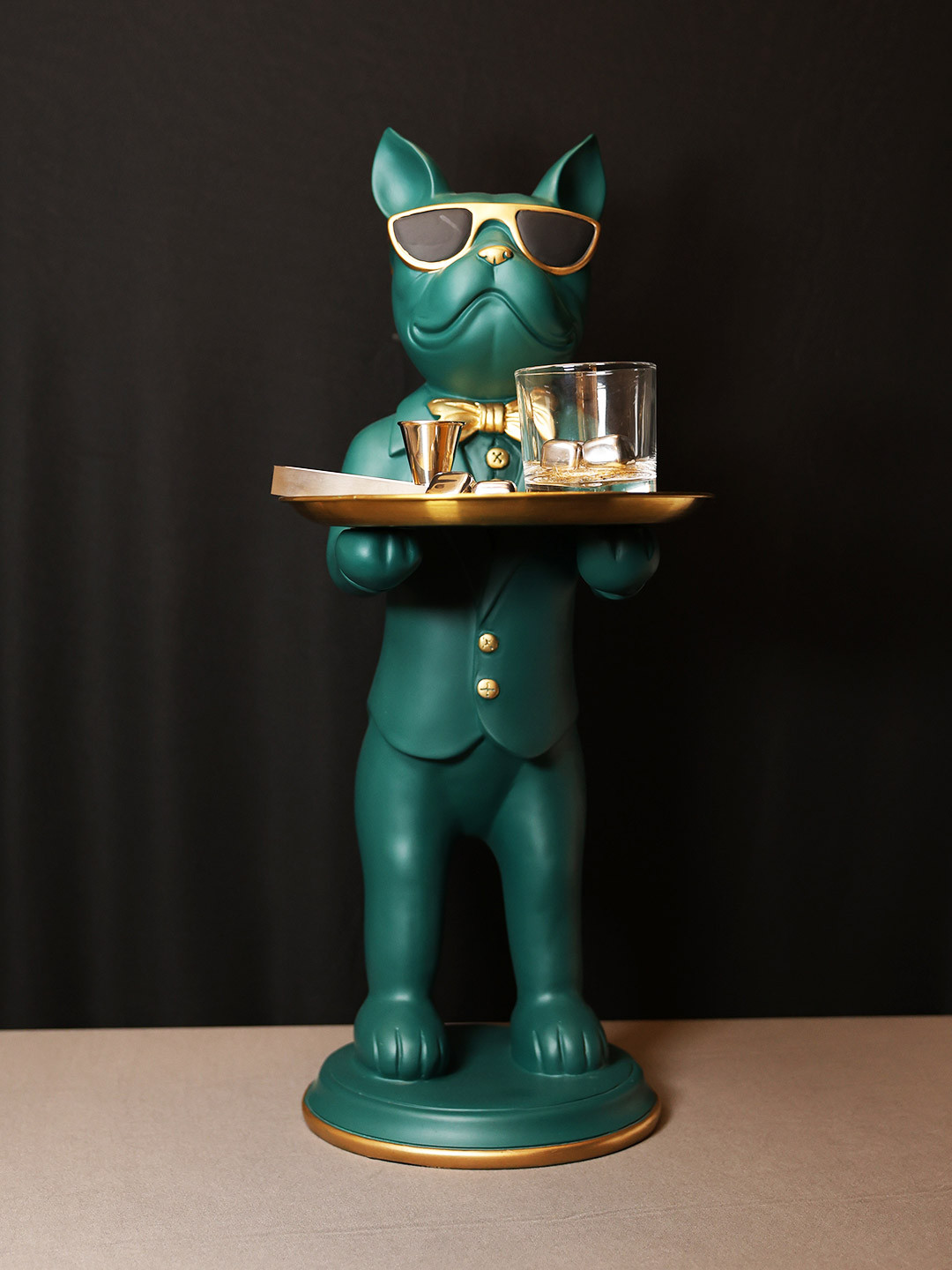 SMOKEY COCKTAIL Mr. Funky Green Polyresin Matte Living Room Medium Showpiece - 26.6 Inches