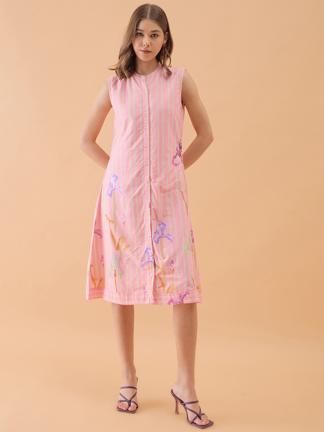 OCTICS Women Striped Printed A-Line Dress