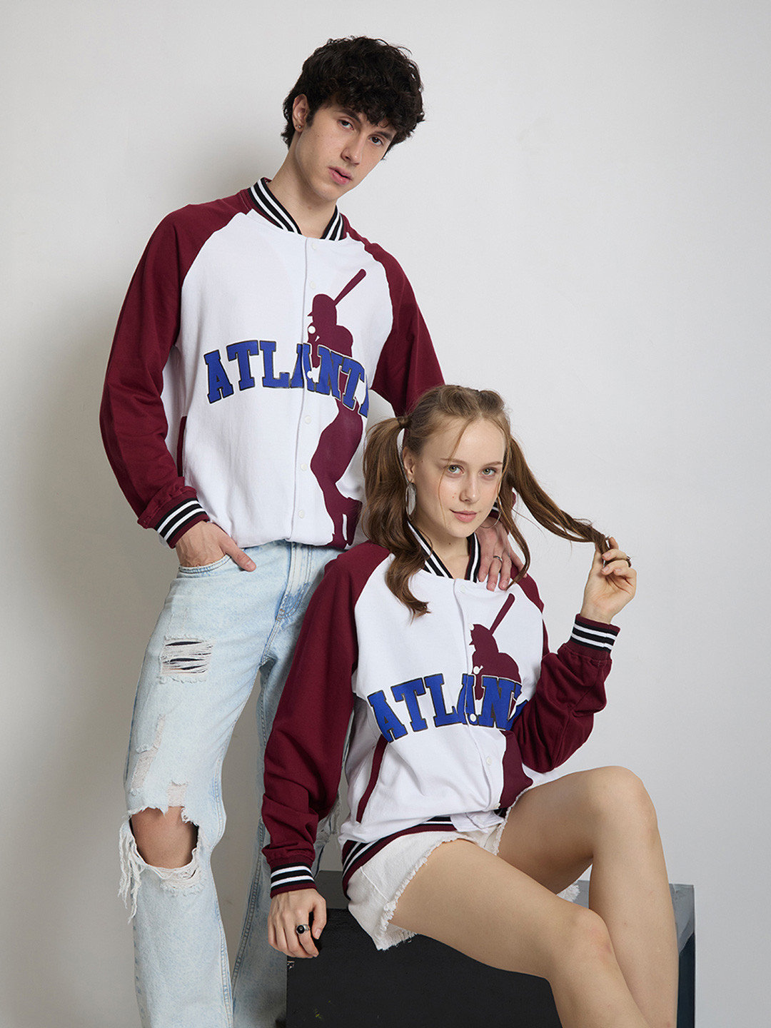 URA STREET Unisex Graphic Bomber with Patchwork Jacket