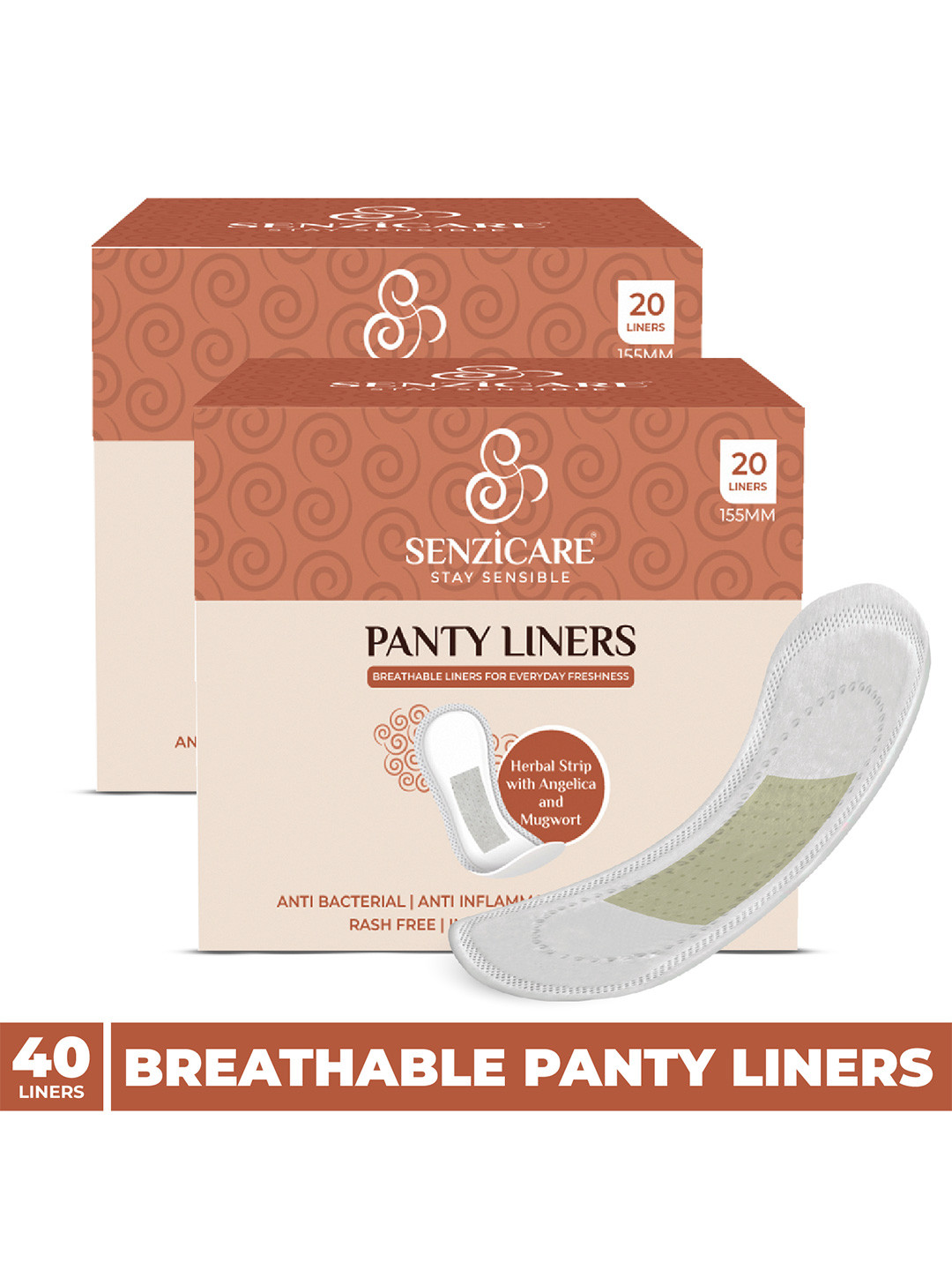 Senzicare Set Of 2 Breathable Panty Liners- 40 Liners Each