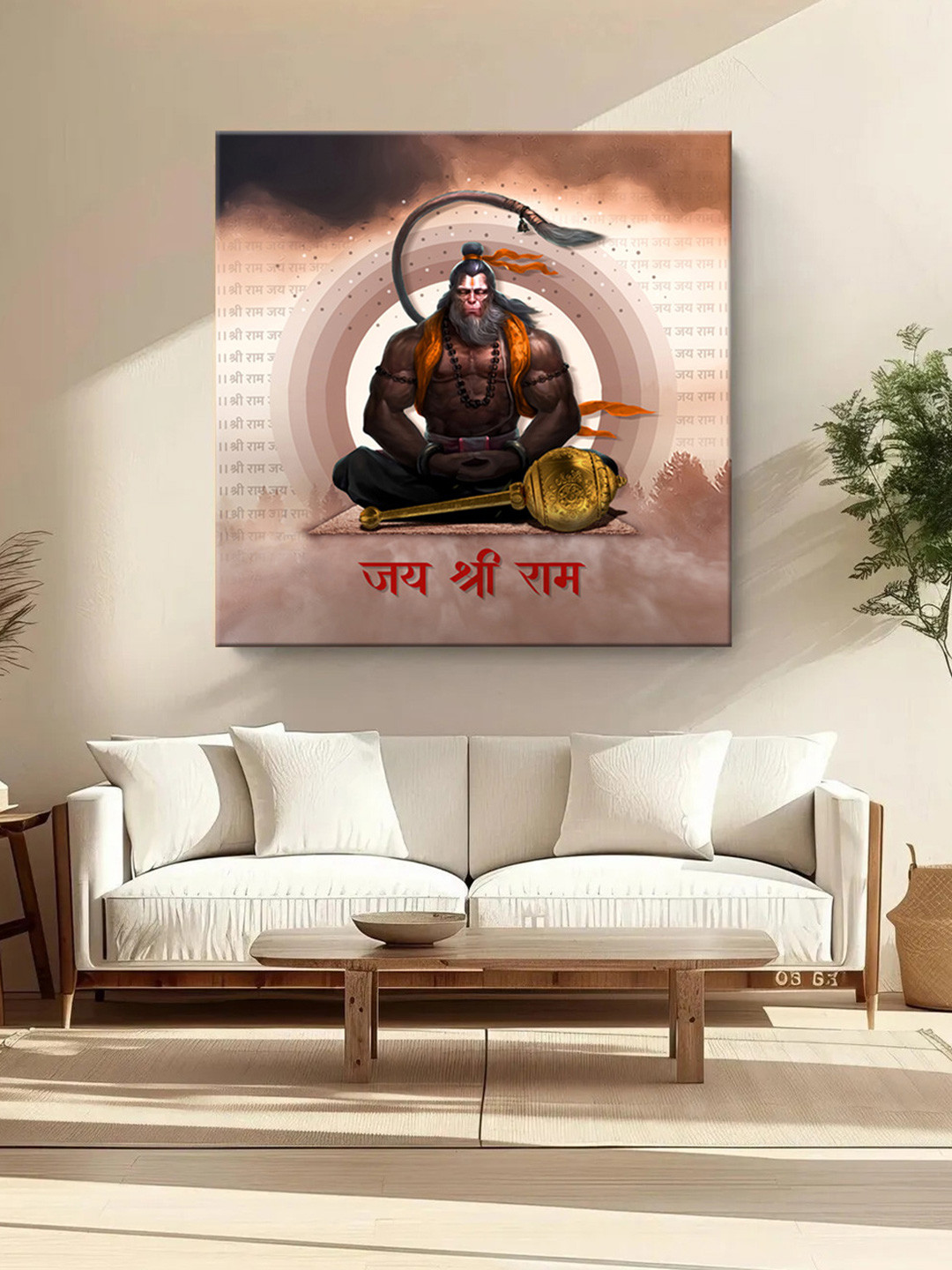 999Store Meditating Hanuman Canvas Wall Square Paintings Wall Art - 36 x 36 In