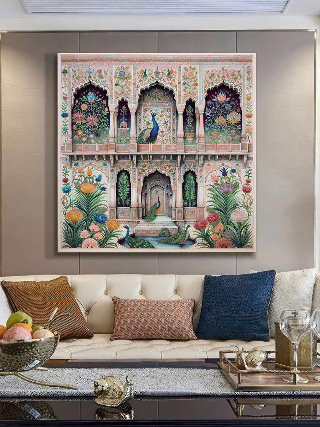 999StoreIndian Architectural Canvas Wall Square Paintings Wall Art - 36 x 36In
