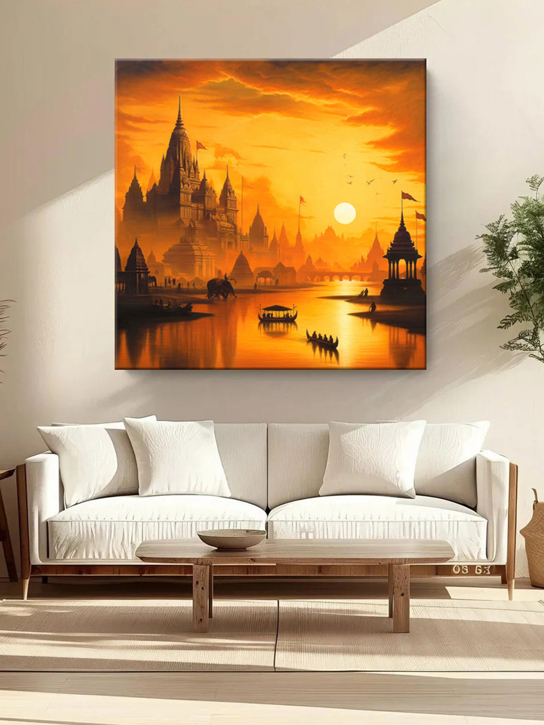 999Store City At Sunset Canvas Wall Square Paintings Wall Art - 36 x 36 In