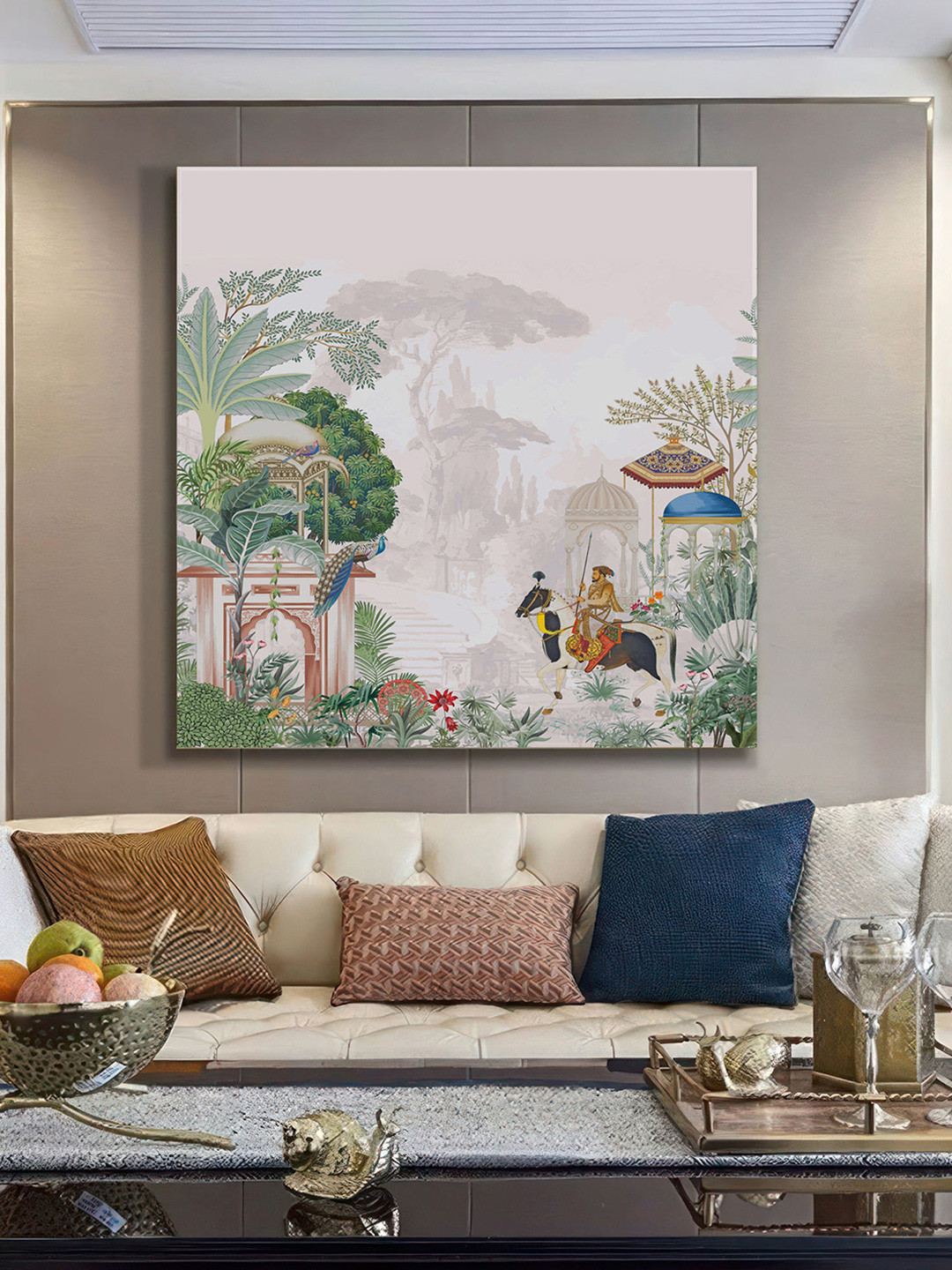 999Store Beige & Green Floral and Botanical Canvas Other Wall Painting