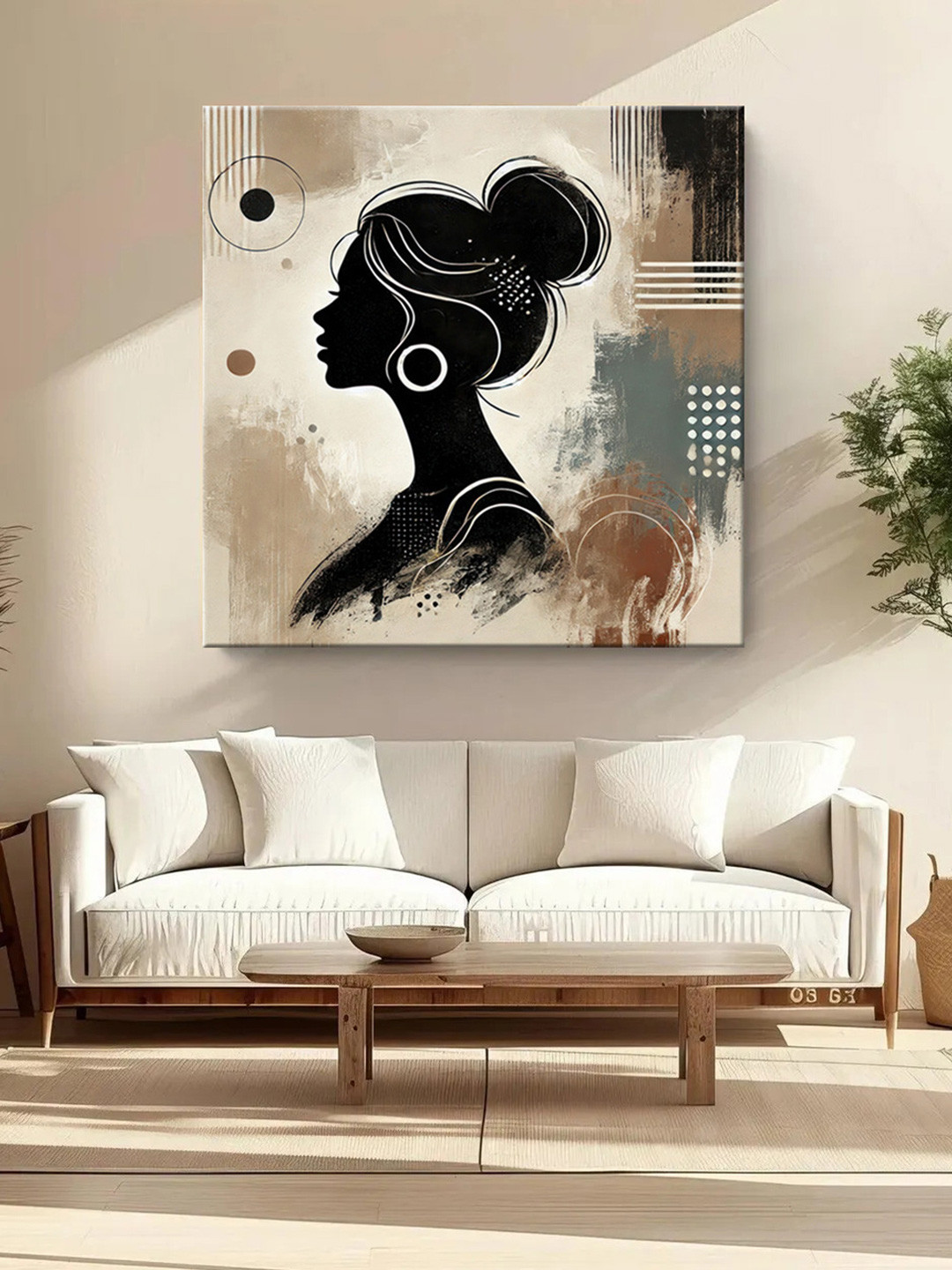999Store Female Silhouette Canvas Wall Square Paintings Wall Art - 36 x 36 In