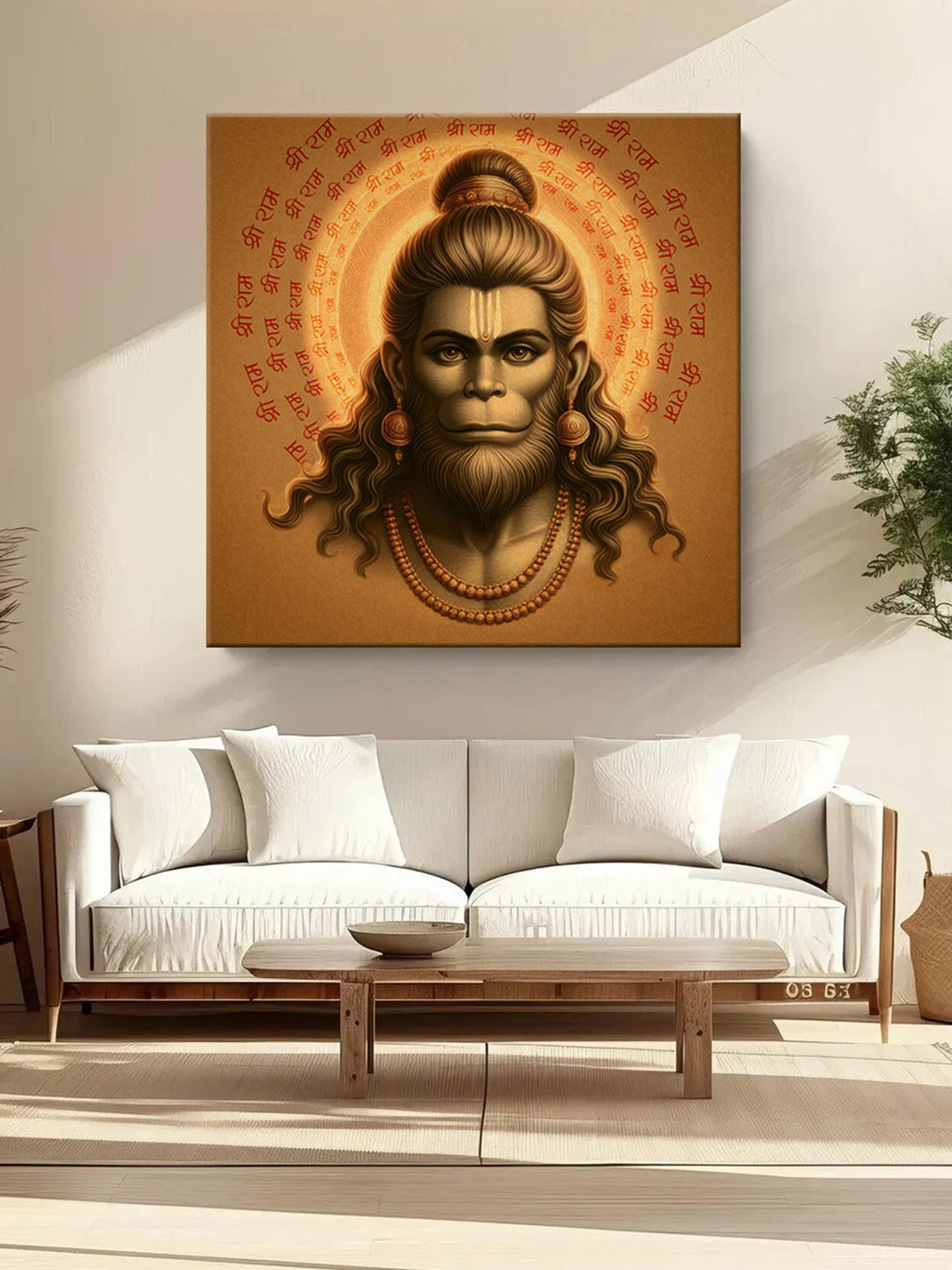999Store Brown & Beige Canvas Religious Wall Paintings Wall Art