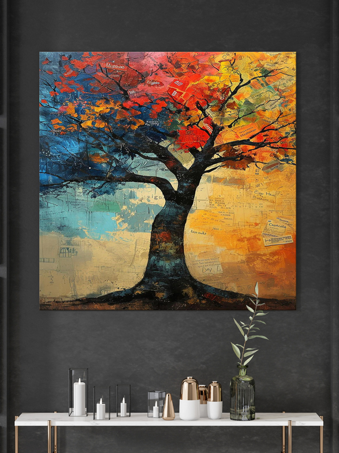 999Store Tree of Seasons Canvas Wall Square Paintings Wall Art - 36 x 36In