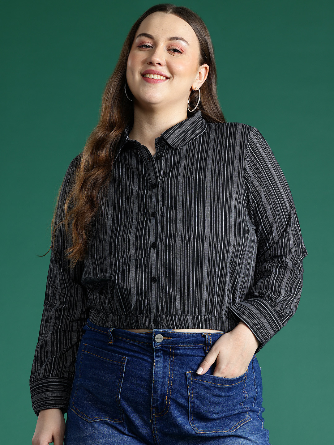 DressBerry Curve Plus-Size Striped Shirt