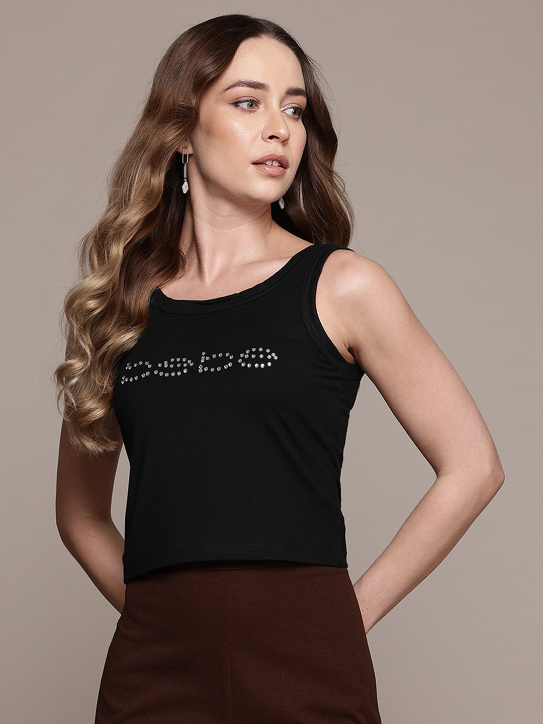 bebe Future Glam Brand Logo Detailed Sleeveless T-shirt