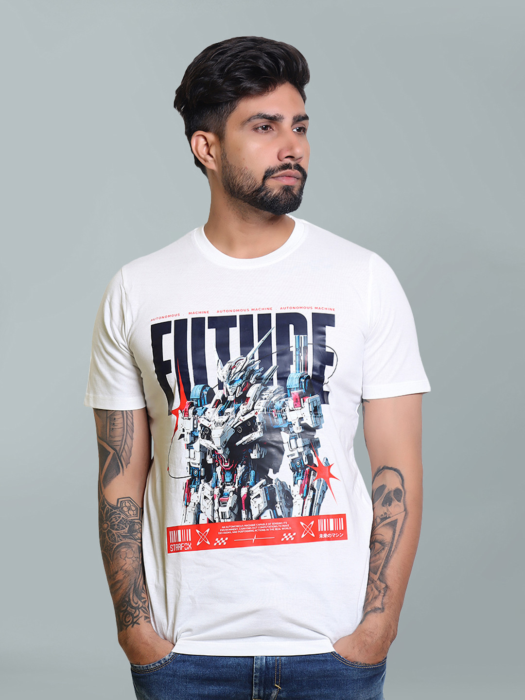 STARFOX Men Graphic Printed Pockets Slim Fit T-shirt